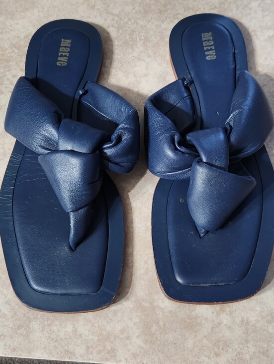 Shoes - Maeve Navy Knot-Top Women's Slide Sandals